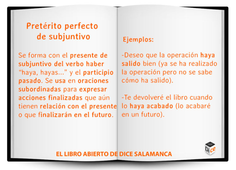 Libro Abierto De Dice Pret Rito Perfecto De Subjuntivo Dice